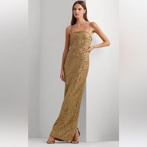 Sequined Gown. Ralph Lauren. Worn once only. Can fit size 4-6.